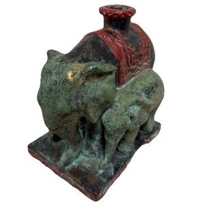 Vintage Elephant Candle Holder - Asian Indian Ceramic Decor, 3 Figurines Boho
